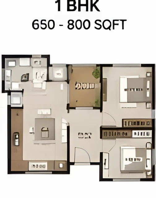 SNN Kudlu Gate 1 BHK floor plan, 650 - 800 sqft