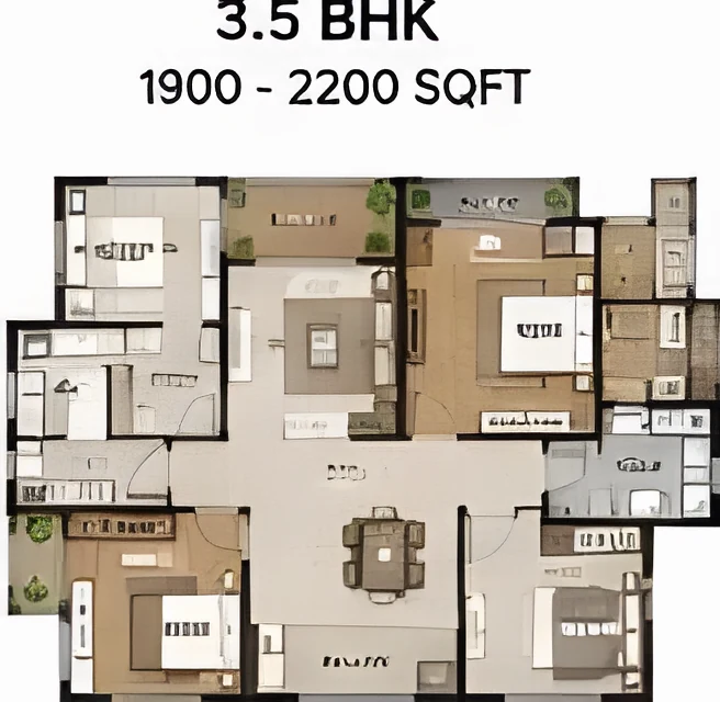 SNN Kudlu Gate 3.5 BHK floor plan, 1900 - 2200 sqft