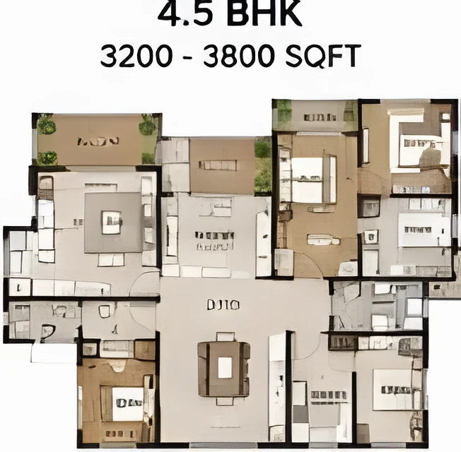 SNN Kudlu Gate 4.5 BHK floor plan, 3200 - 3800 sqft