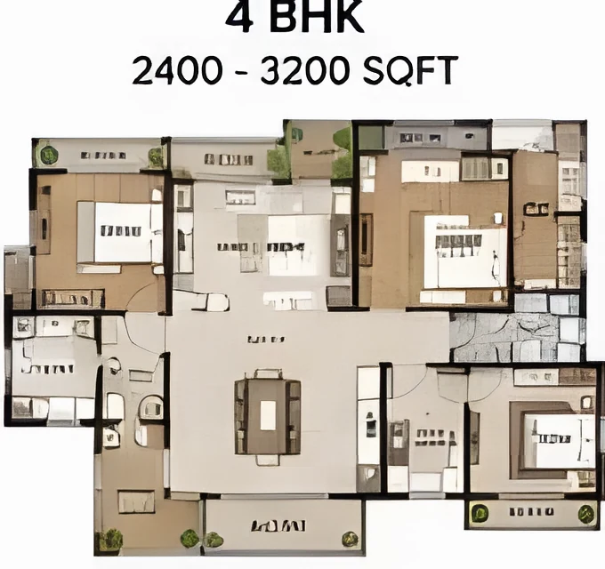 SNN Kudlu Gate 4 BHK floor plan, 2400 - 3200 sqft